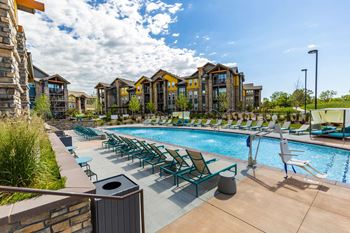 Pool with sundeck and cabanas